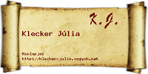 Klecker Júlia névjegykártya