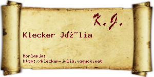 Klecker Júlia névjegykártya